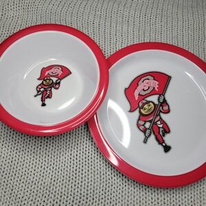 Ohio State Buckeyes Brutus Buckeye Kids Plate and Bowl Set Duck House Red White